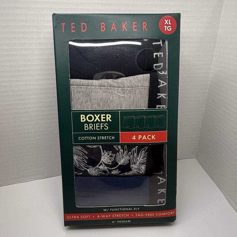 Ted Baker Stretch Cotton Boxer Briefs 4 Pack Sz XL New